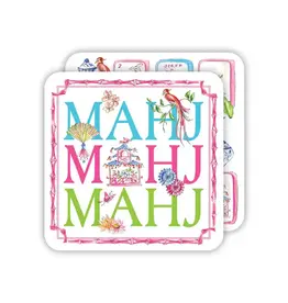 Rosanne Beck Collections Square Coaster-Handpainted Mahj,MAhj,Mahj, w/Mahjong Icons