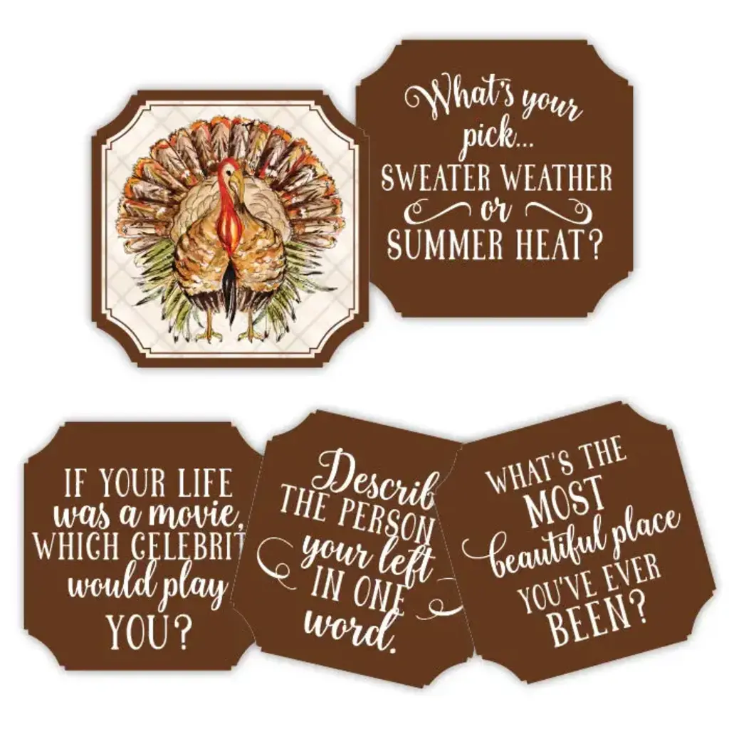 Rosanne Beck Collections Coversation Coaster-Handpainted Standing Turkey w/Brown Border
