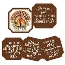 Rosanne Beck Collections Coversation Coaster-Handpainted Standing Turkey w/Brown Border