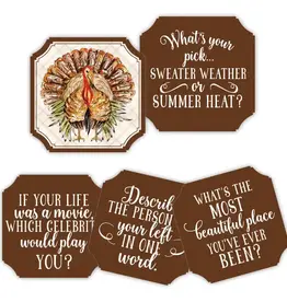 Rosanne Beck Collections Coversation Coaster-Handpainted Standing Turkey w/Brown Border