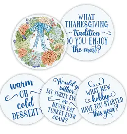 Rosanne Beck Collections Conversation Coaster-Handpainted Hydrangea Wreath w/Blue Bow