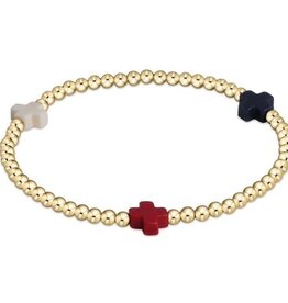 ENewton Design Signature Cross Gold Pattern 3mm Bead Bracelet- Firecracker