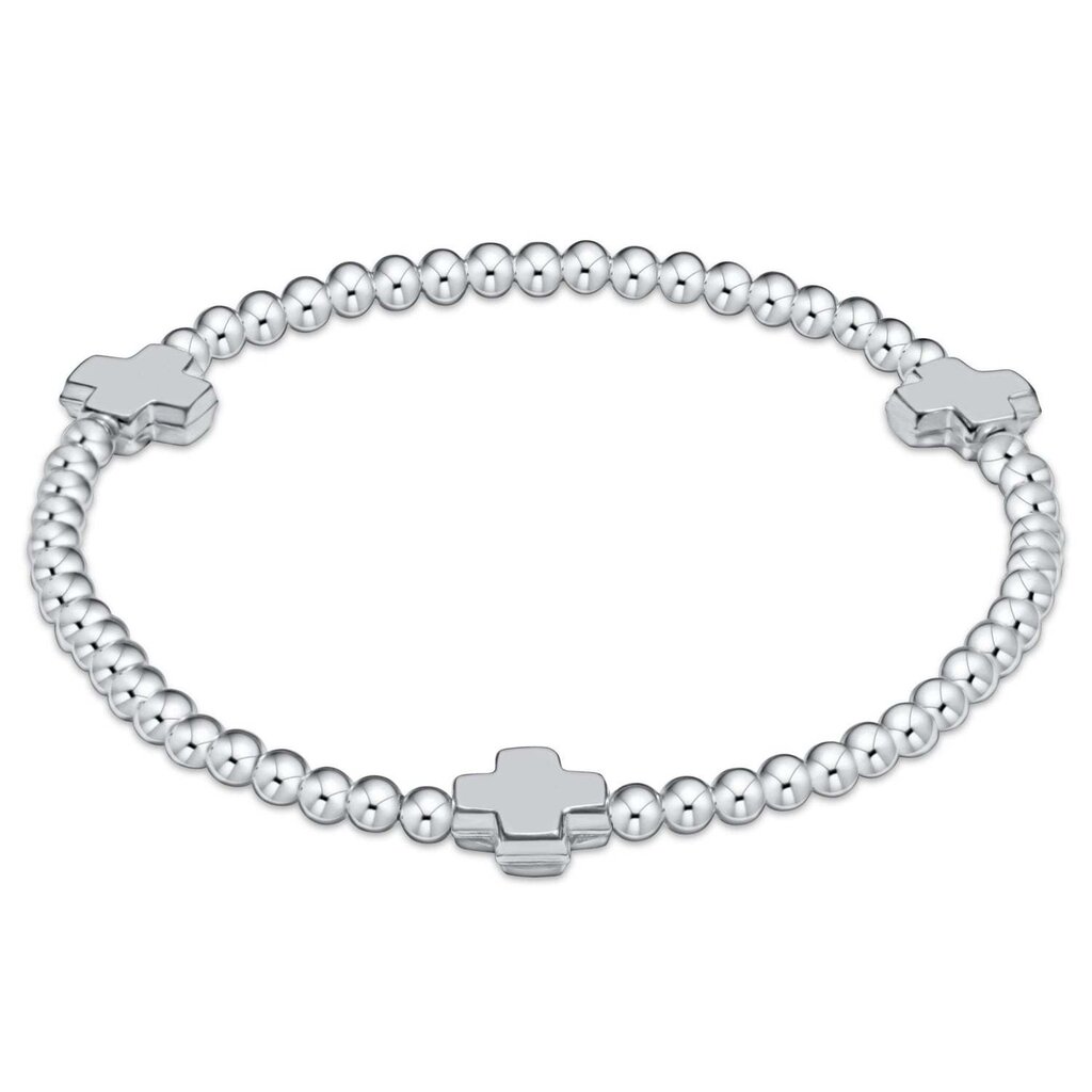 ENewton Design Signature Cross Sterling Pattern 3mm Bead Bracelet-Sterling