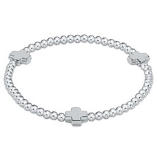 ENewton Design Signature Cross Sterling Pattern 3mm Bead Bracelet-Sterling