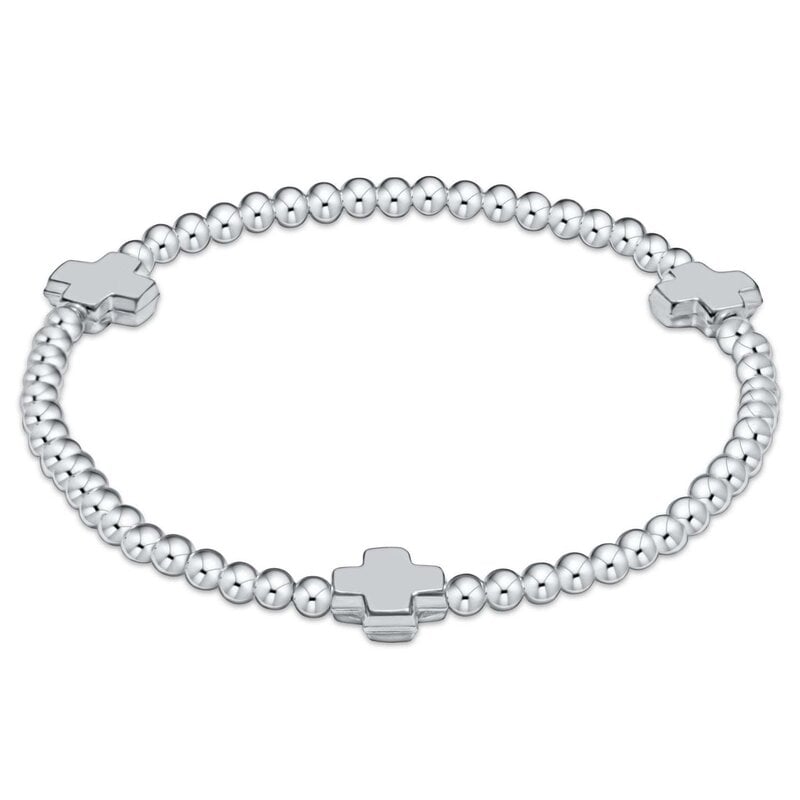 ENewton Design Signature Cross Sterling Pattern 3mm Bead Bracelet-Sterling