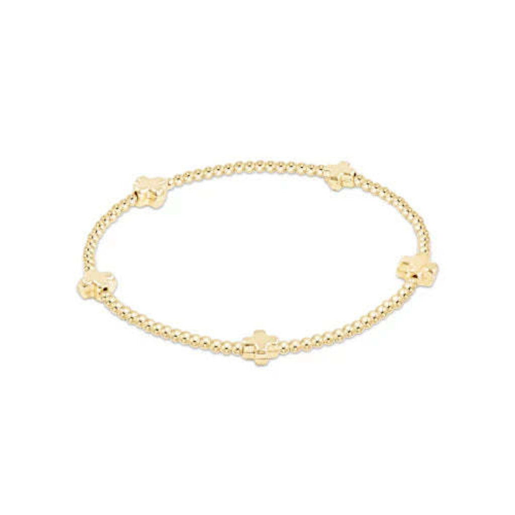 ENewton Design Signature Cross Small Gold Pattern 2mm Bracelet