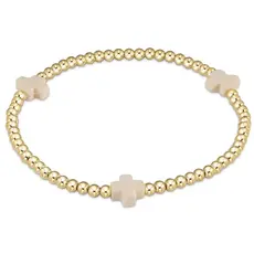 ENewton Design Extends Signature Cross Gold Pattern 3mm Bead Bracelet-Off White