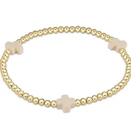 ENewton Design Extends Signature Cross Gold Pattern 3mm Bead Bracelet-Off White