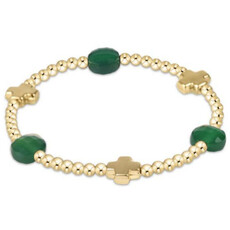 ENewton Design Signature Cross Admire Gold 3MM Bead Bracelet Green Onyx