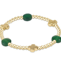 ENewton Design Signature Cross Admire Gold 3MM Bead Bracelet Green Onyx