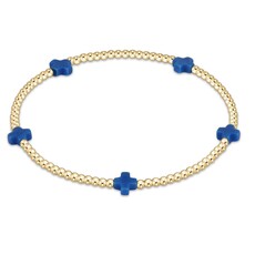 ENewton Design Signature Cross Small Gold Pattern 2mm Bracelet-Cobalt