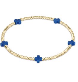 ENewton Design Signature Cross Small Gold Pattern 2mm Bracelet-Cobalt