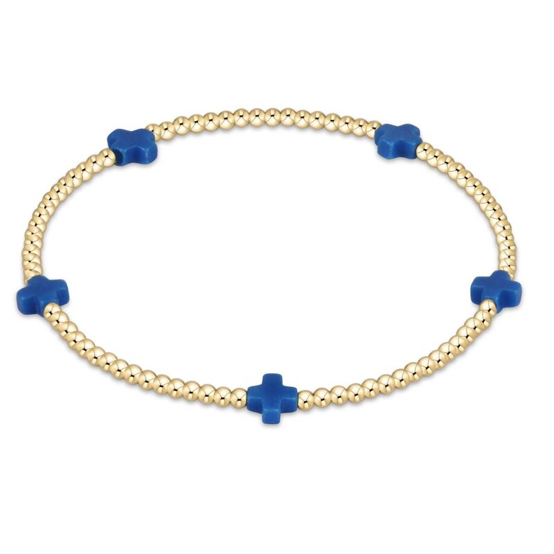 ENewton Design Signature Cross Small Gold Pattern 2mm Bracelet-Cobalt