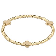 ENewton Design Signature Cross Gold Pattern 3mm Bead Bracelet-Gold