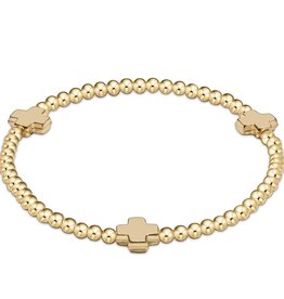ENewton Design Signature Cross Gold Pattern 3mm Bead Bracelet-Gold
