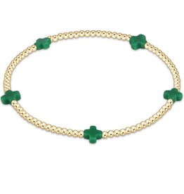 ENewton Design Signature Cross Small Gold Pattern 2mm Bracelet-Emerald