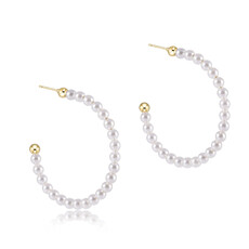 ENewton Design Beaded Gemstone 1.25" Post Hoop-3mm Pearl