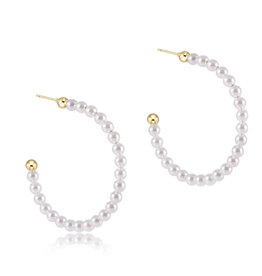 ENewton Design Beaded Gemstone 1.25" Post Hoop-3mm Pearl