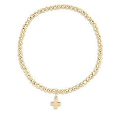 ENewton Design Classic Beaded Gold 3mm bracelet w/signature cross gold charm