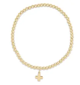 ENewton Design Classic Beaded Gold 3mm bracelet w/signature cross gold charm