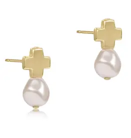 ENewton Design Signature Cross Gold Stud - Pearl