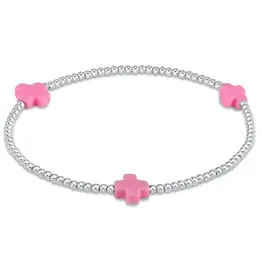 ENewton Design Signature Cross Sterling Pattern 3mm Bracelet-Bright Pink