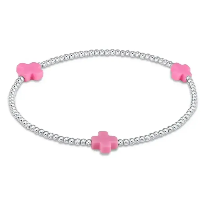 ENewton Design Signature Cross Sterling Pattern 3mm Bracelet-Bright Pink