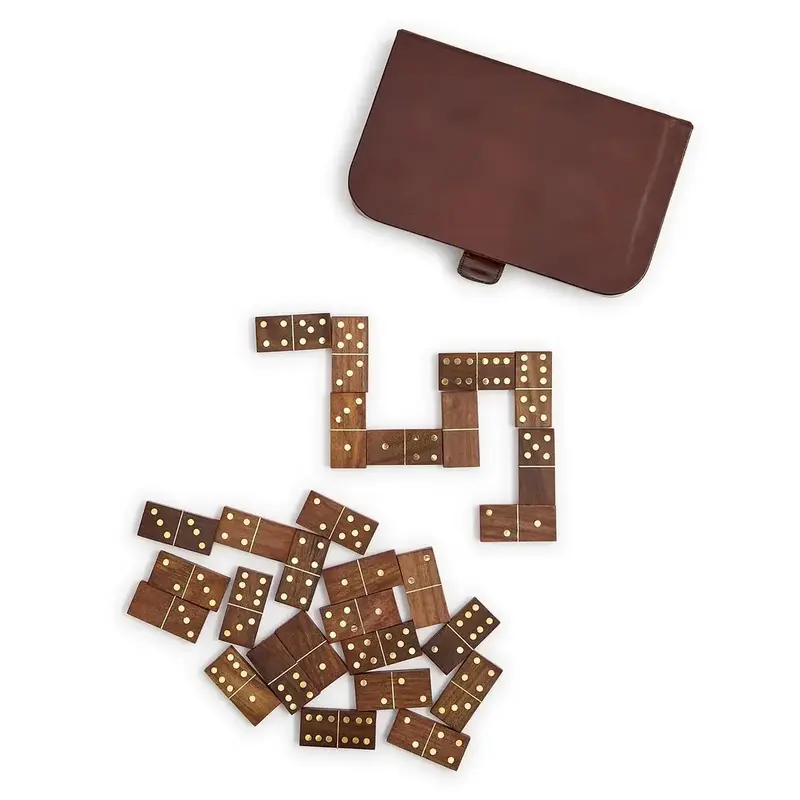 Chestnut Leather Domino Set