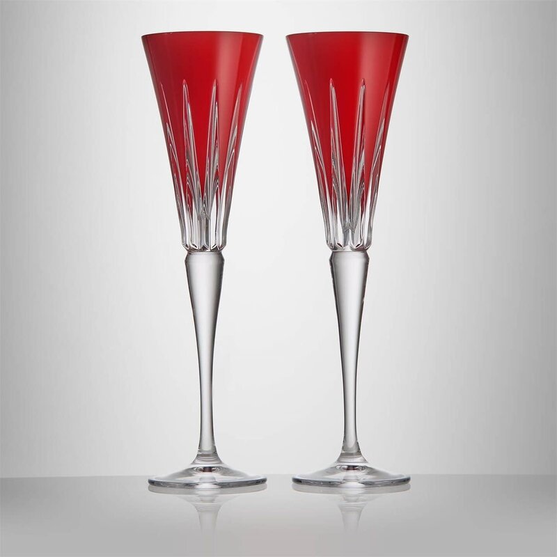 Waterford NEW YEAR Flutes Firework S/2 Red