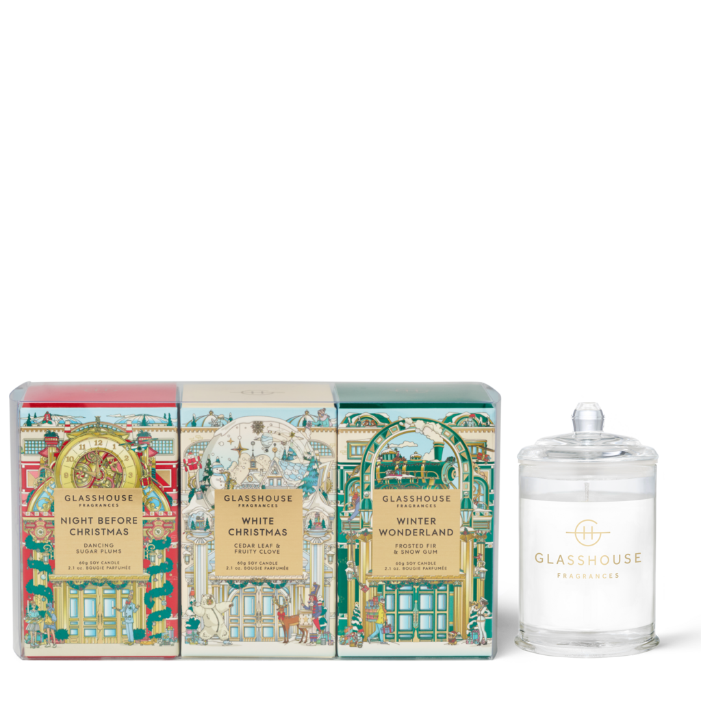 Glasshouse Fragrances GF 3 x 2.11 oz. Candle Trio ; Christmas, Winter Wonderland