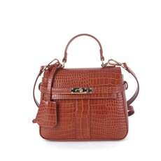 Lisi Lerch Celine Brown Croc Handbag