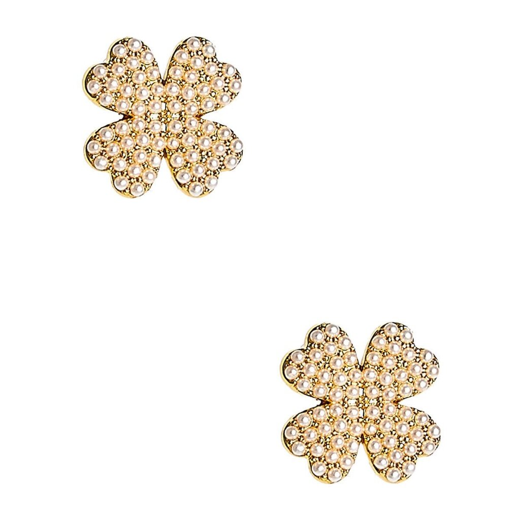 Kay Clover Stud Earrings – Gold & Pearl