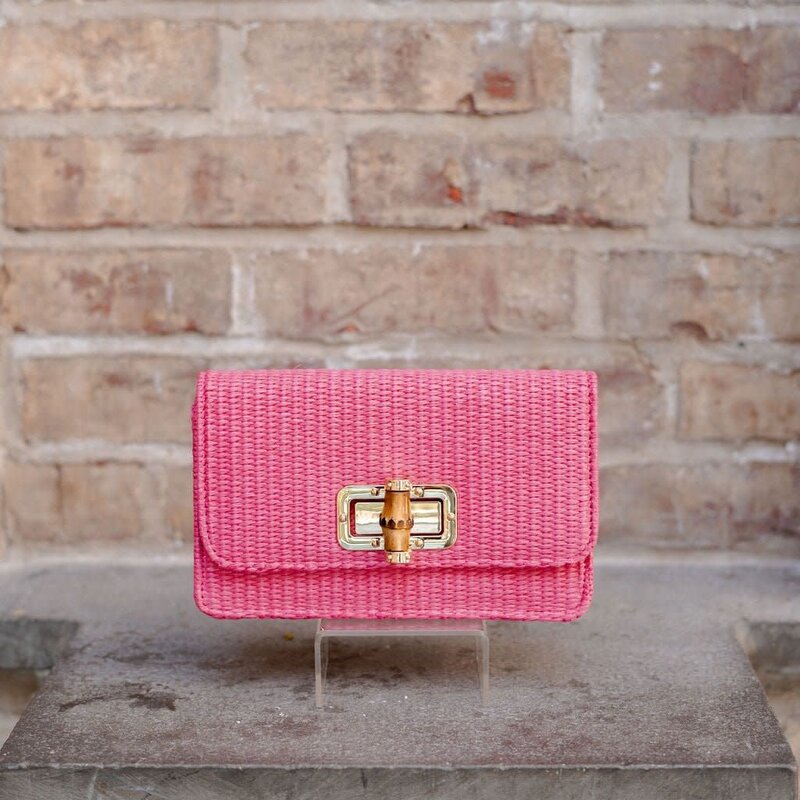 Lisi Lerch Straw Pink Lilly Clutch, Bamboo Bar
