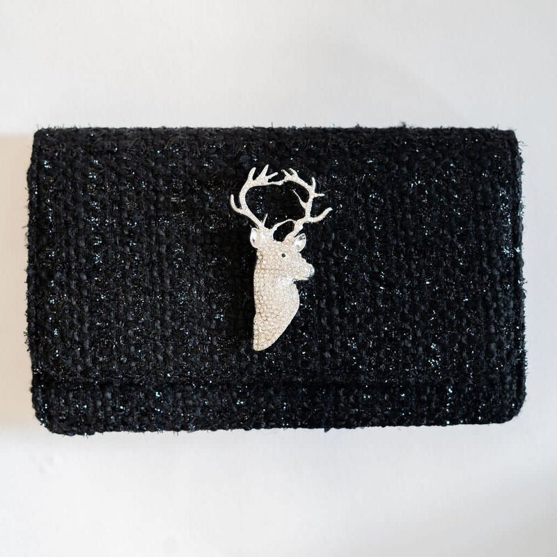 Lisi Lerch Black Coco Clutch with RS Buckle