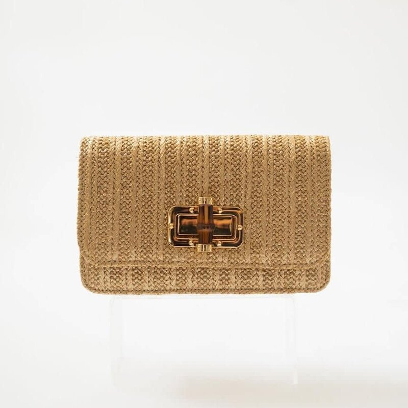 Lisi Lerch Gold Lilly - Straw Clutch - Bamboo Toggle