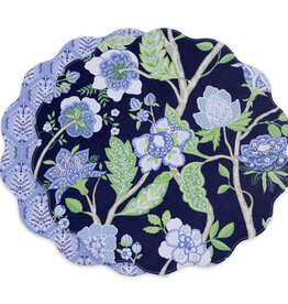Beatriz Ball VIDA Blooms & Branches Reversible  Round Placemats S/4 (Navy & Green)