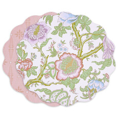 Beatriz Ball VIDA Blooms & Branches Reversible  Round Placemats s/4 (Pastel Pink & Blue)