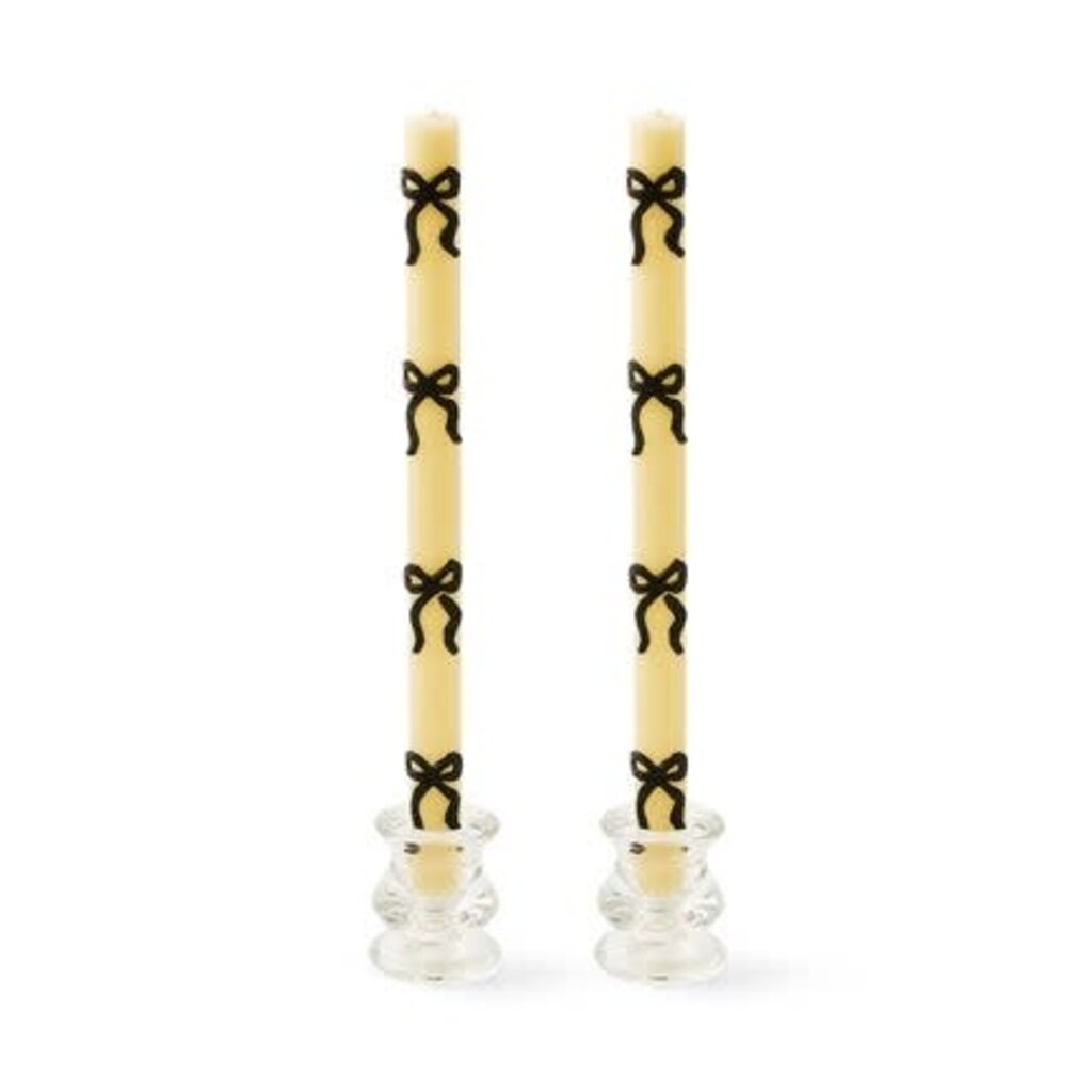 Mackenzie-Childs Black Bow Dinner Candles, set of 2