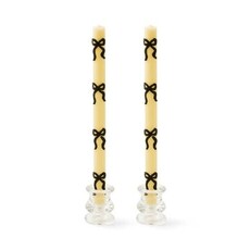 Mackenzie-Childs Black Bow Dinner Candles, set of 2