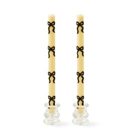 Mackenzie-Childs Black Bow Dinner Candles, set of 2