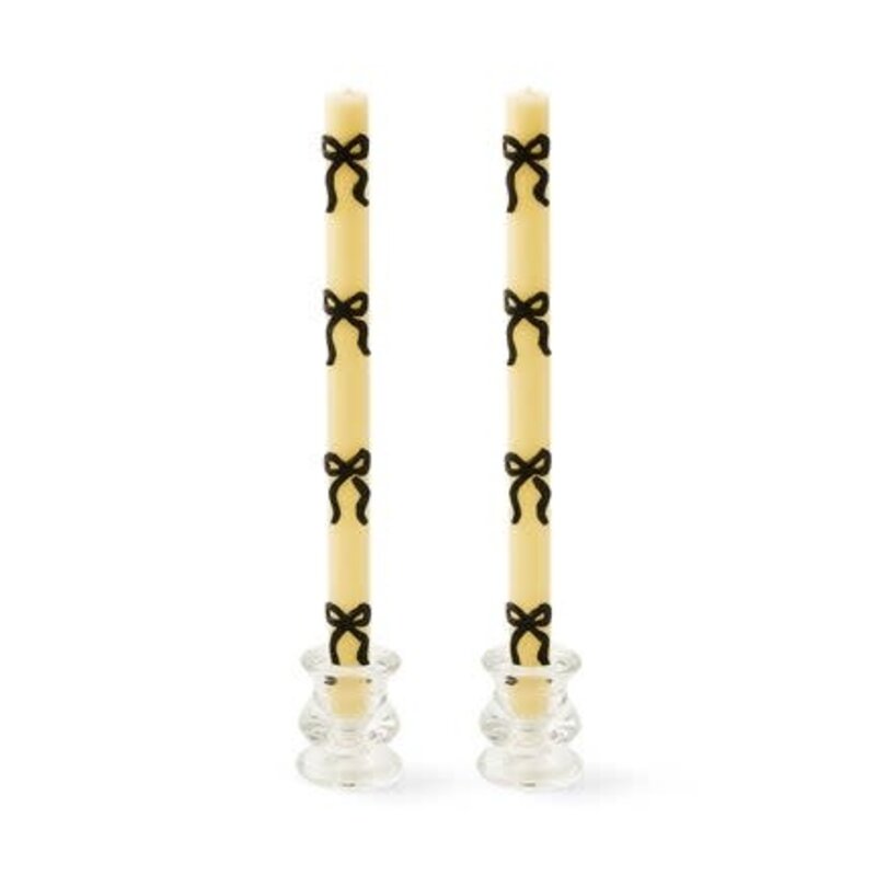 Mackenzie-Childs Black Bow Dinner Candles, set of 2