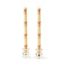 Mackenzie-Childs Pink Bow Dinner Candles, set of 2