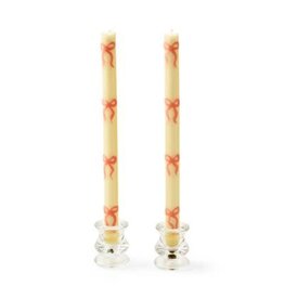 Mackenzie-Childs Pink Bow Dinner Candles, set of 2