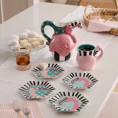 Mackenzie-Childs patience brewster flamingo ceramic pitcher