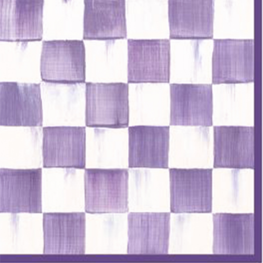 Mackenzie-Childs violet check cocktail paper napkins