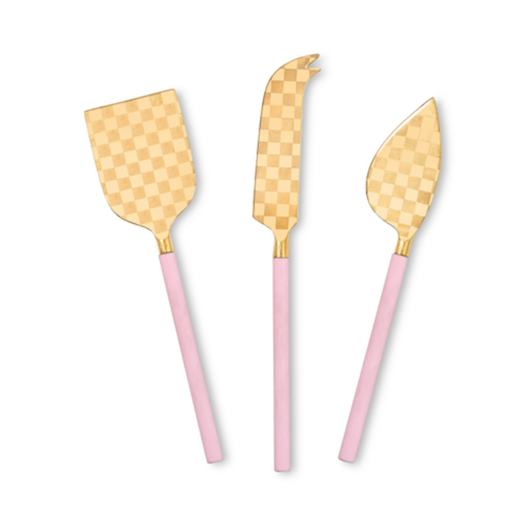 Mackenzie-Childs rosy cheese knife set