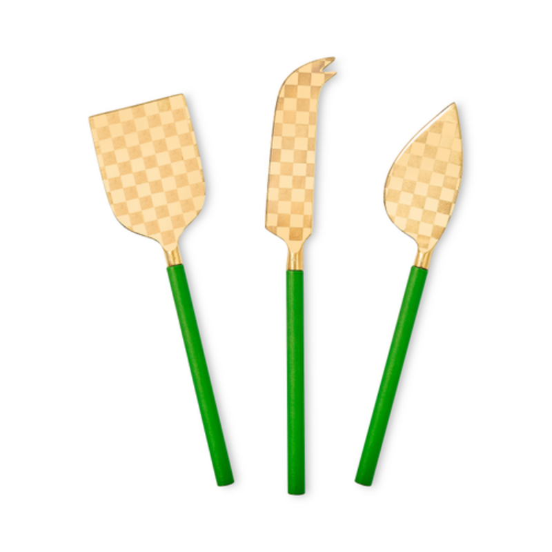 Mackenzie-Childs emerald cheese knife set