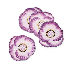 Mackenzie-Childs pansy party ceramic dessert plates, set of 4