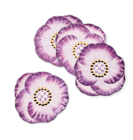 Mackenzie-Childs pansy party ceramic dessert plates, set of 4