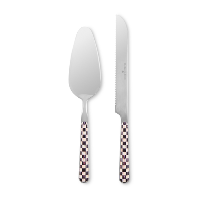 Mackenzie-Childs courtly check bistro cake serving set